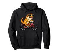 Funny Bearded Dragon On A Bicycle Cycling Pullover Hoodie
