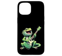 Funny Bearded Dragon Playing Electric Guitar Music Lovers Case for iPhone 15
