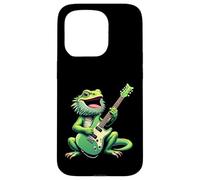 Funny Bearded Dragon Playing Electric Guitar Music Lovers Case for iPhone 15 Pro