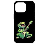 Funny Bearded Dragon Playing Electric Guitar Music Lovers Case for iPhone 16 Pro