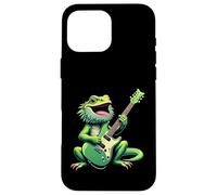 Funny Bearded Dragon Playing Electric Guitar Music Lovers Case for iPhone 16 Pro Max