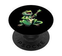 Funny Bearded Dragon Playing Electric Guitar Music Lovers PopSockets Adhesive PopGrip