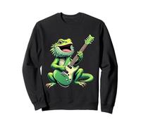 Funny Bearded Dragon Playing Electric Guitar Music Lovers Sweatshirt
