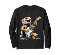 Funny Bearded Dragon Playing Guitar Animal Music Lover Long Sleeve T-Shirt