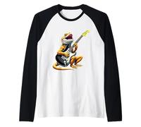 Funny Bearded Dragon Playing Guitar Design for Music Lovers Raglan Baseball Tee