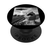 Funny Bearded Dragon Selfie With Alien UFO PopSockets Adhesive PopGrip