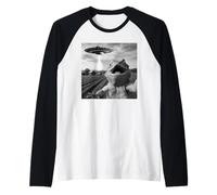 Funny Bearded Dragon Selfie With Alien UFO Raglan Baseball Tee
