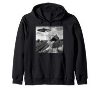 Funny Bearded Dragon Selfie With Alien UFO Zip Hoodie