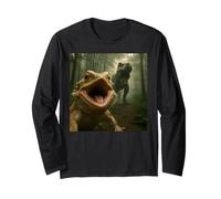 Funny Bearded Dragon Selfie with T-Rex Meme Long Sleeve T-Shirt