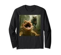 Funny Bearded Dragon Selfie with T-Rex Meme Long Sleeve T-Shirt