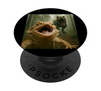 Funny Bearded Dragon Selfie With T-Rex Meme PopSockets Adhesive PopGrip