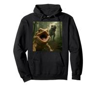 Funny Bearded Dragon Selfie with T-Rex Meme Pullover Hoodie