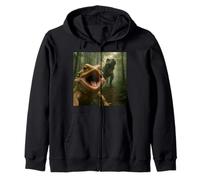 Funny Bearded Dragon Selfie with T-Rex Meme Zip Hoodie