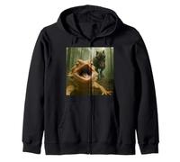 Funny Bearded Dragon Selfie With T-Rex Meme Zip Hoodie