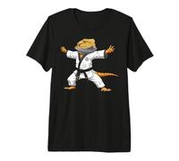 Funny Bearded Dragons Doing Karate Samurai Ninja Lizard Premium T-Shirt