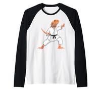 Funny Bearded Dragons Doing Karate Samurai Ninja Lizard Raglan Baseball Tee