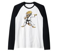 Funny Bearded Dragons Doing Karate Samurai Ninja Lizard Raglan Baseball Tee