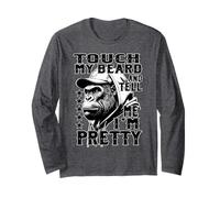 Funny Bearded Monkey Touch My Beard Tell Me Im Pretty Retro Long Sleeve T-Shirt