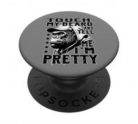 Funny Bearded Monkey Touch My Beard Tell Me Im Pretty Retro PopSockets Adhesive PopGrip