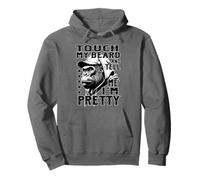 Funny Bearded Monkey Touch My Beard Tell Me Im Pretty Retro Pullover Hoodie