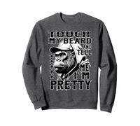 Funny Bearded Monkey Touch My Beard Tell Me Im Pretty Retro Sweatshirt