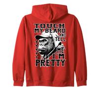 Funny Bearded Monkey Touch My Beard Tell Me Im Pretty Retro Zip Hoodie