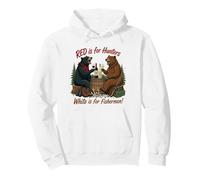 Funny Bears Red is for Hunters White is for Fishermen Pun Pullover Hoodie