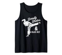 Funny Beauty Brains A Black Belt | Cute Karate Quote Gift Tank Top