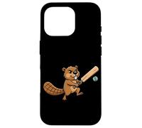 Funny Beaver Cricket Player Cartoon Mascot Case for iPhone 16 Pro