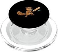 Funny Beaver Cricket Player Cartoon Mascot PopSockets PopGrip for MagSafe