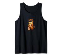 Funny Beaver Wearing Sunglasses Playing Lute Tank Top