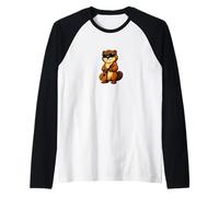 Funny Beaver Wearing Sunglasses Playing Mandolin Raglan Baseball Tee