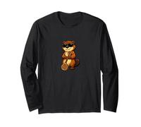 Funny Beaver Wearing Sunglasses Playing Sitar Long Sleeve T-Shirt