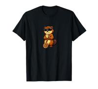 Funny Beaver Wearing Sunglasses Playing Sitar T-Shirt