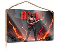 Funny Bedroom Decor Ac/Dc: Rock Legend In Lava-Lit Glory Wooded Sign Playroom Decor Farm House Decorations(15X28CM)