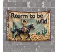 Funny Bedroom Decor Born to Be Wild: A Cowboy'S Adventure in The Desert Tapestry Tapestry Wall Art Astethic Stuff for Room(100X150CM)