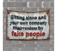 Funny Bedroom Decor Enjoying Solitude: Fake People Or Your Own Company? Tapestry Hanging Decorations for Bedroom Bar Accessories Ma(100X150CM)