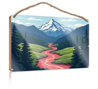 Funny Bedroom Decor Snow-Capped Peaks Overlook A Serene Forest Valley With A Vibrant Wooded Sign Playroom Decor Farm House Decorations(15X28CM)
