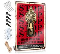 Funny Bedroom Decor Stop Before You Decide To Break Into My House Tin Sign Stuff For Your Room Gaming Metal Tin Decor(20X30CM)