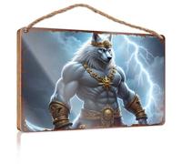 Funny Bedroom Decor Thundering Wolf King: A Mythical Warrior'S Majesty Wooded Sign Playroom Decor Farm House Decorations(20X30CM)