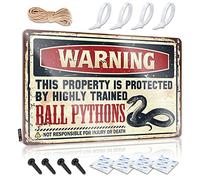 Funny Bedroom Decor Warning This Property Is Protected By A Highly Trained Ball Pythons Sign Bar Man Cave Decor Tin Sign Man Cave Decor(20X30CM)