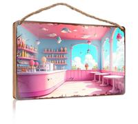 Funny Bedroom Decor Whimsical Ice Cream Parlor With Pastel Colors And Fantasy Element Wooded Sign Playroom Decor Farm House Decorations(15X28CM)