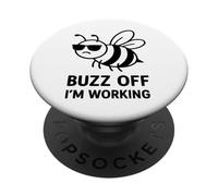 Funny Bee Buzz Off I'm Working Design PopSockets Adhesive PopGrip