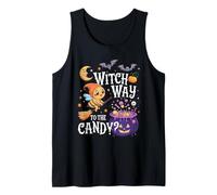 Funny Bee Witch Way to The Candy? Bee Witched Halloween Girl Tank Top
