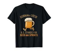 Funny Beer and Sprints Running Crew Graphic T-Shirt