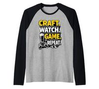 Funny Beer Craft Watch Game Repeat Gamer Streaming Quote Raglan Baseball Tee