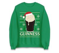 Funny Beer Drinking Christmas Jumper, Guinness Pint Xmas Sweater, Novelty Holiday Beer Lover Jumper Kelly Green