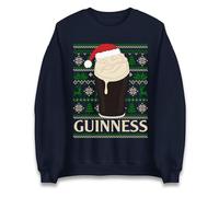 Funny Beer Drinking Christmas Jumper, Guinness Pint Xmas Sweater, Novelty Holiday Beer Lover Jumper Navy