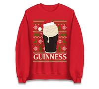 Funny Beer Drinking Christmas Jumper, Guinness Pint Xmas Sweater, Novelty Holiday Beer Lover Jumper Red