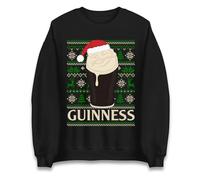 Funny Beer Drinking Christmas Jumper, Guinness Pint Xmas Sweater, Novelty Holiday Beer Lover Sweatshirt Black